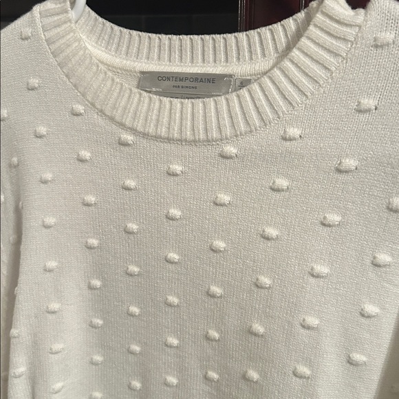 SIMONS CONTEMPORAINE edited modern fashion Puff-sleeve pompom sweater size large - Picture 8 of 9